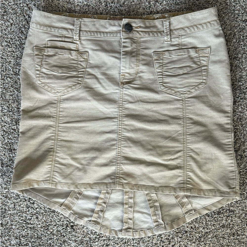 Tan Corduroy High Low Skirt